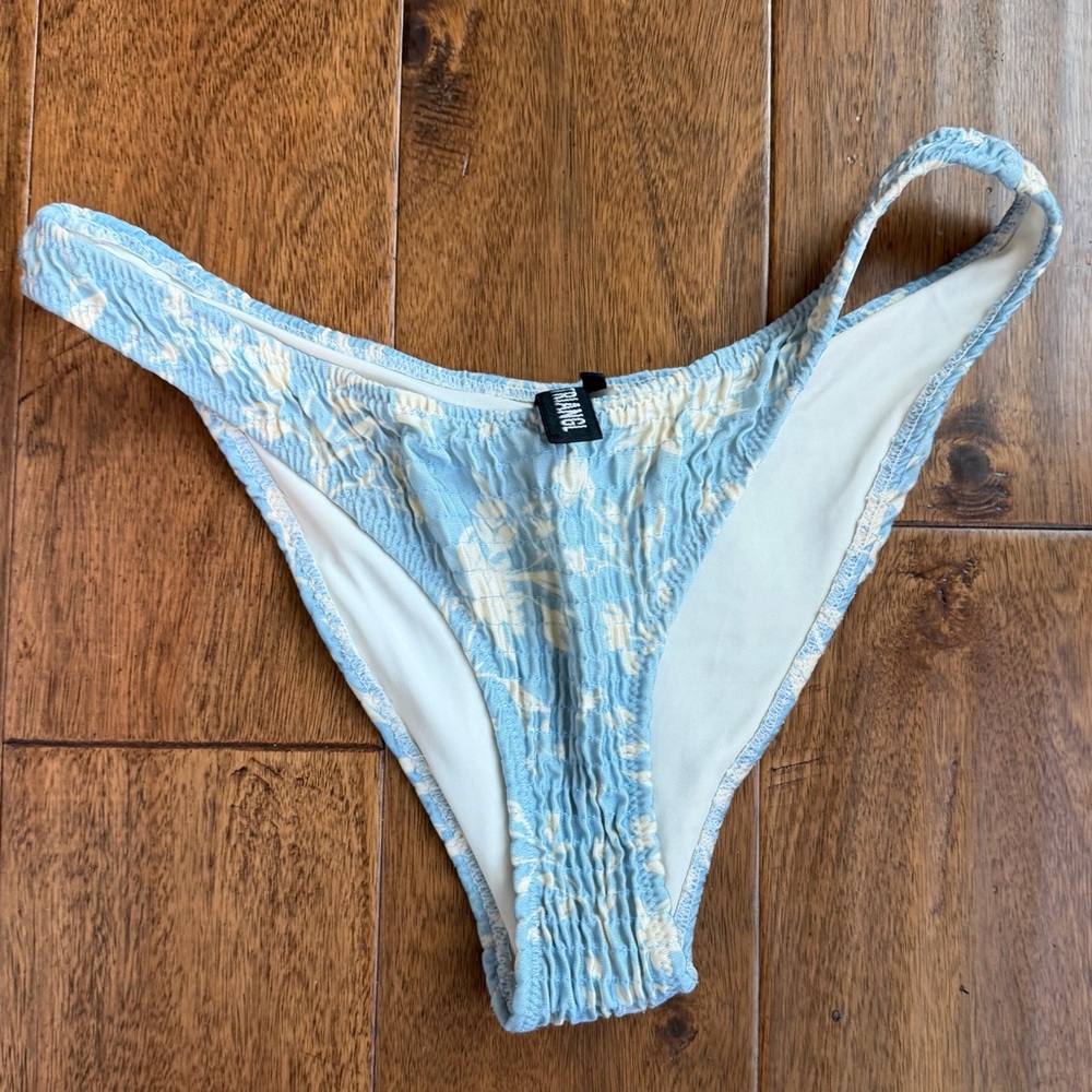 triangl swimwear Light Blue & White Floral Smocked Bikini Bottom